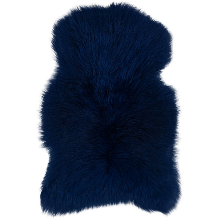 Canora Grey Allexa Sheepskin Navy Blue Rug Wayfair.co.uk